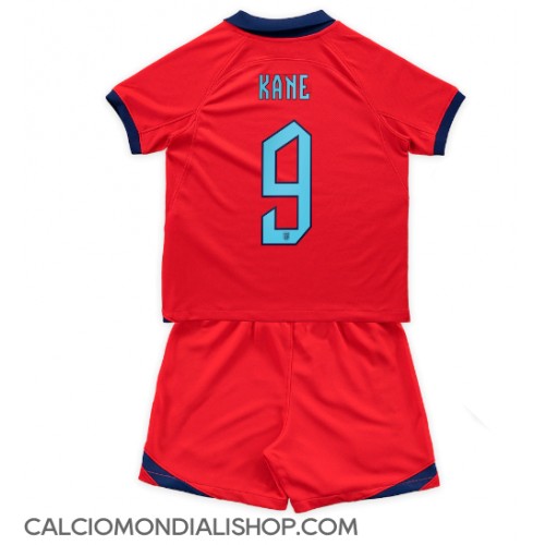 Maglie da calcio Inghilterra Harry Kane #9 Seconda Maglia Bambino Mondiali 2022 Manica Corta (+ Pantaloni corti)